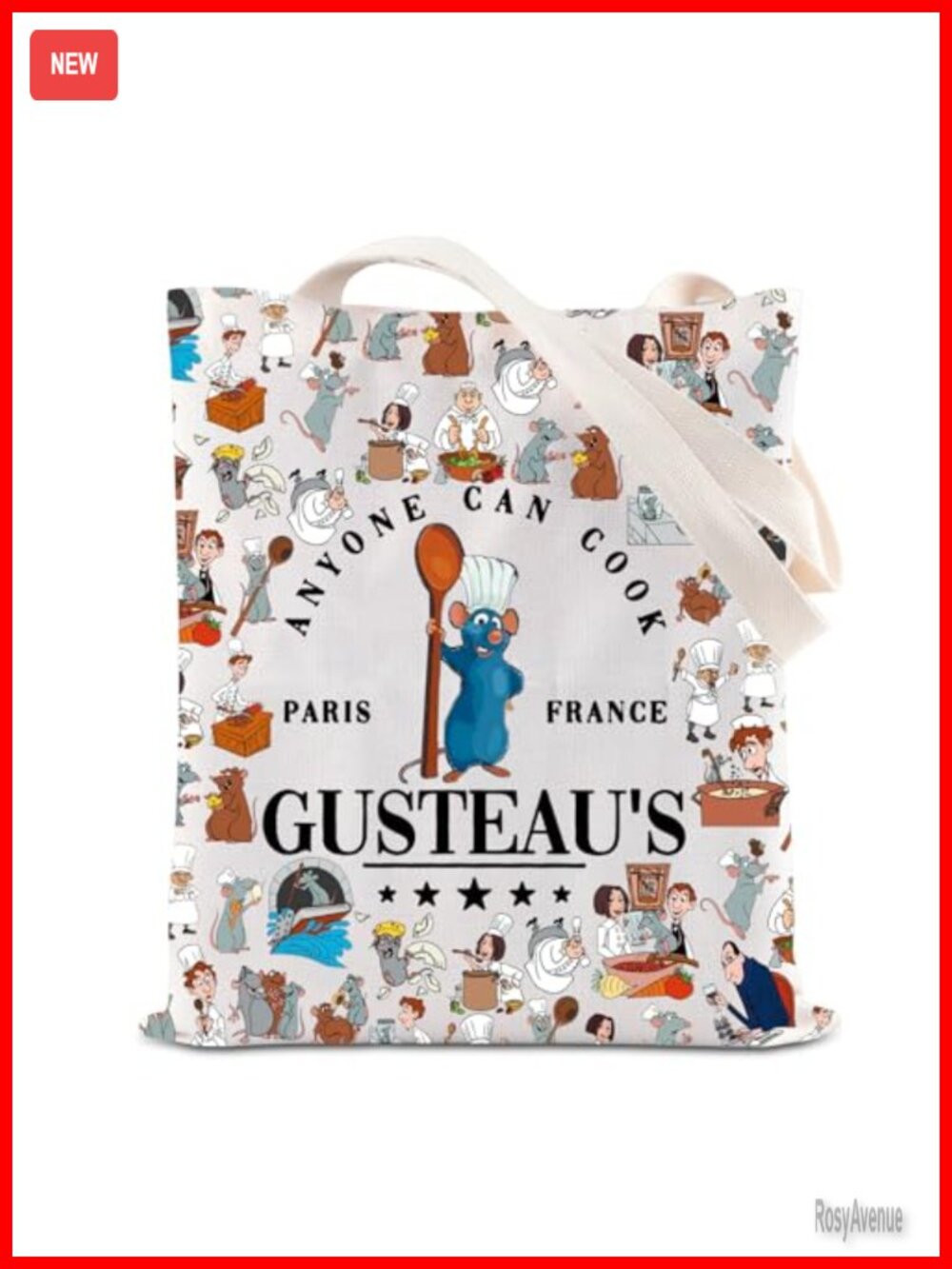 Remy Chef Cartoon Canvas Tote Bag Gusteau's Movie Merch